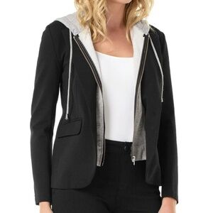 LIVERPOOL Women Blazer Jacket with Removable Hoodie Black Size XL